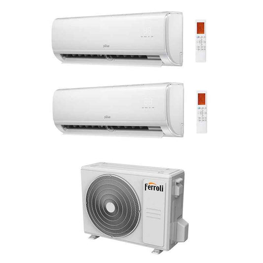 KIT CONDIZIONATORE FERROLI DUAL SPLIT GIADA M 9000+9000 BTU WIFI INVERTER ESTERNA 18-2 A++